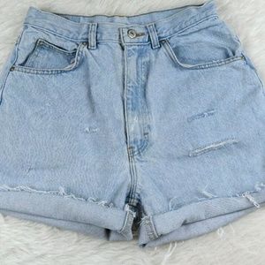 90s Jordache LIGHT wash Distress High Cut Offs